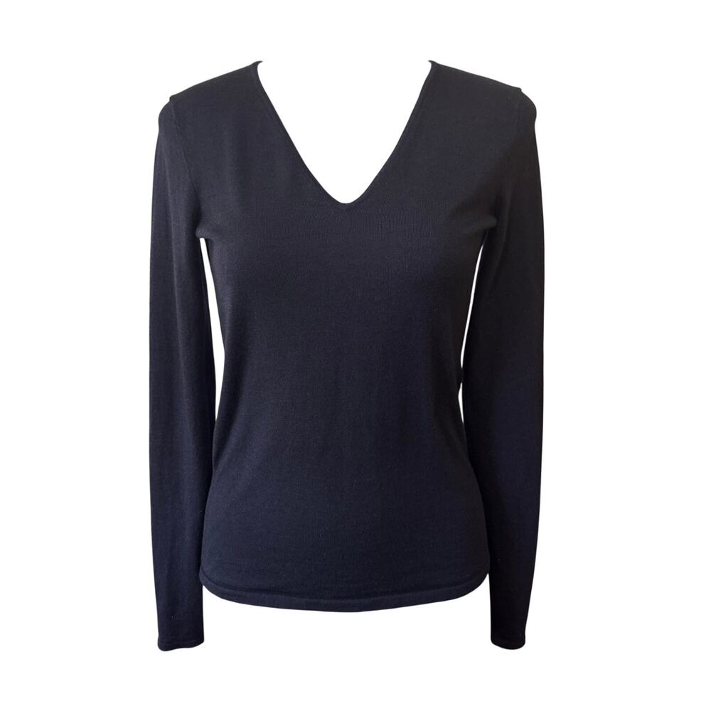Ralph Lauren Black Label V-Neck Cashmere Silk Sweater Womens Medium Luxury